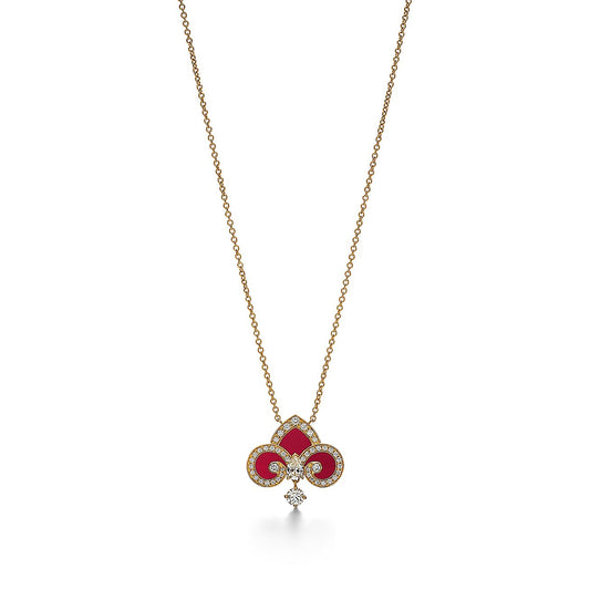 [Regalia Jewels]FLEUR DE LIS PINK GOLD DIAMOND NECKLACE