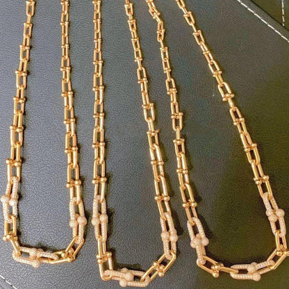 [Regalia Jewels]HARDWEAR GRADUATED LINK NECKLACE ROSE GOLD WITH PAVE DIAMONDS