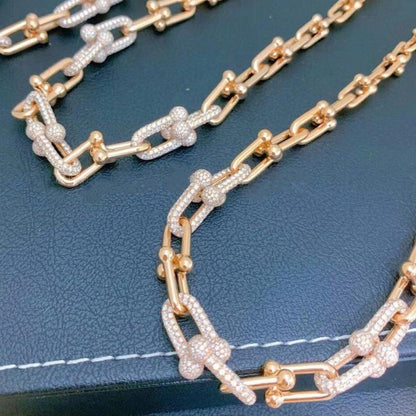 [Regalia Jewels]HARDWEAR GRADUATED LINK NECKLACE ROSE GOLD WITH PAVE DIAMONDS
