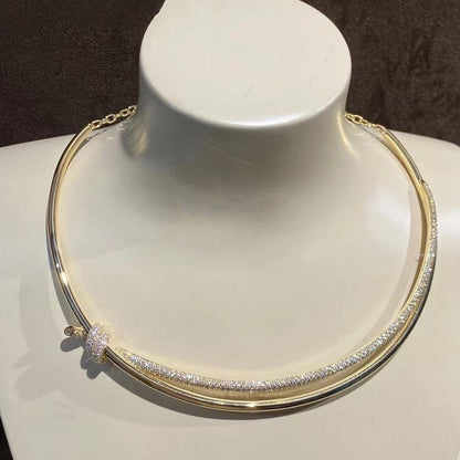 [Regalia Jewels]KNOT DOUBLE ROW NECKLACE IN YELLOW GOLD WITH DIAMONDS