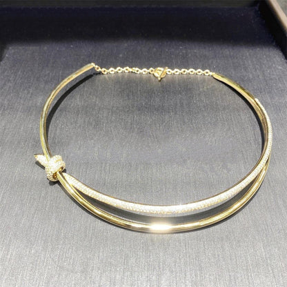 [Regalia Jewels]KNOT DOUBLE ROW NECKLACE IN YELLOW GOLD WITH DIAMONDS