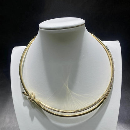 [Regalia Jewels]KNOT DOUBLE ROW NECKLACE IN YELLOW GOLD WITH DIAMONDS