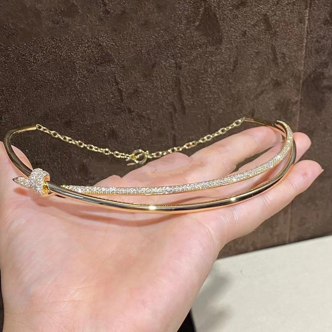 [Regalia Jewels]KNOT DOUBLE ROW NECKLACE IN YELLOW GOLD WITH DIAMONDS