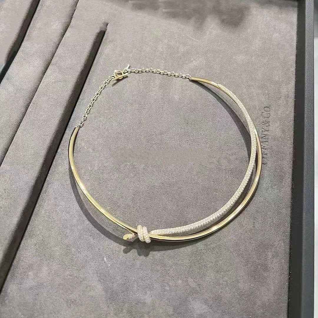 [Regalia Jewels]KNOT DOUBLE ROW NECKLACE IN YELLOW GOLD WITH DIAMONDS