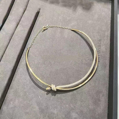 [Regalia Jewels]KNOT DOUBLE ROW NECKLACE IN YELLOW GOLD WITH DIAMONDS
