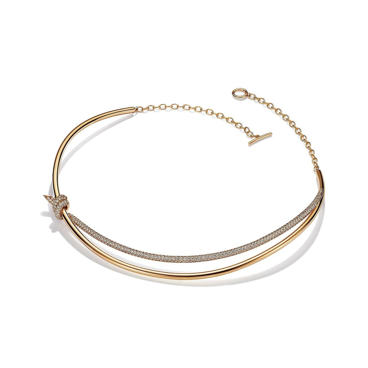 [Regalia Jewels]KNOT DOUBLE ROW NECKLACE IN YELLOW GOLD WITH DIAMONDS