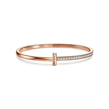 [Regalia Jewels]NARROW T1 HINGED BANGLE DIAMOND PINK GOLD