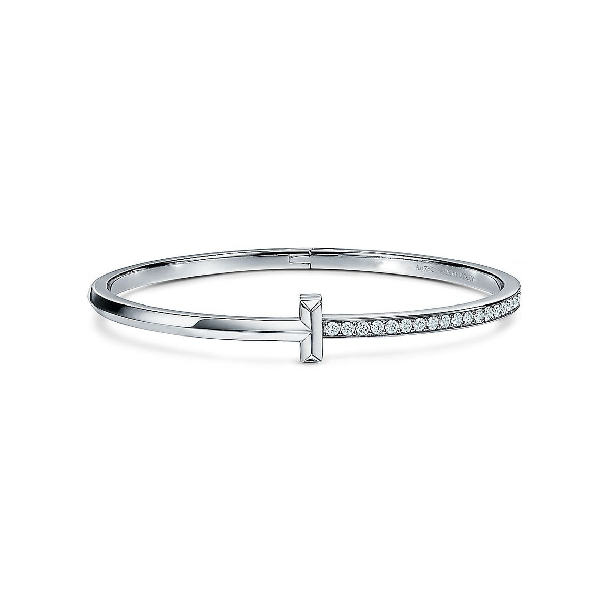 [Regalia Jewels]NARROW T1 HINGED BANGLE DIAMOND SILVER