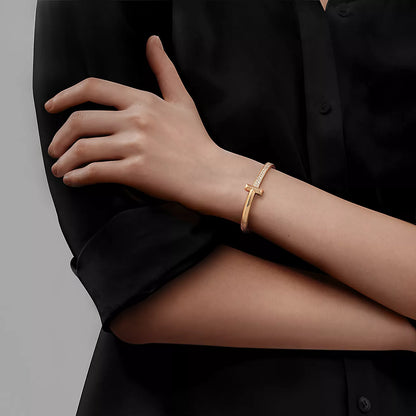 [Regalia Jewels]T1 WIDE DIAMOND HINGED BANGLE PINK GOLD