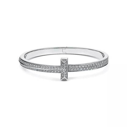 [Regalia Jewels]WIDE DIAMONDS HINGED BANGLE SILVER