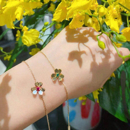 [Regalia Jewelry]FRIVOLE GOLD FLOWER PINK MALACHITE BRACELET