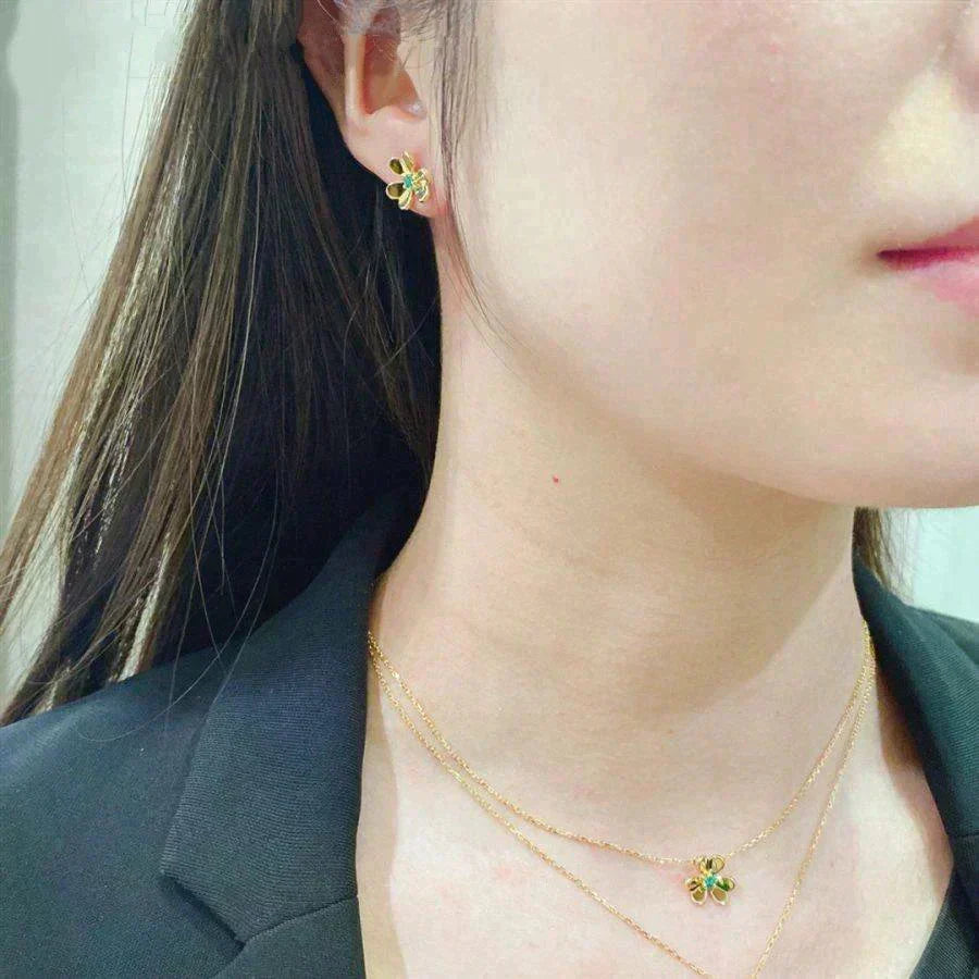 [Regalia Jewelry]FRIVOLE  FLOWER MALACHITE EARRINGS