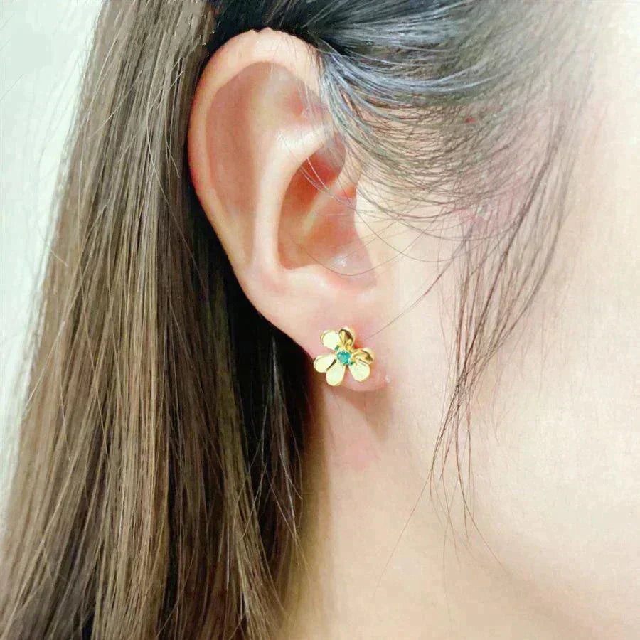 [Regalia Jewelry]FRIVOLE  FLOWER MALACHITE EARRINGS