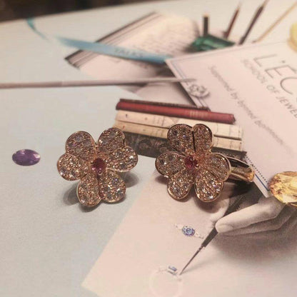 [Regalia Jewelry]FRIVOLE PINK GOLD FLOWER DIAMOND EARRINGS
