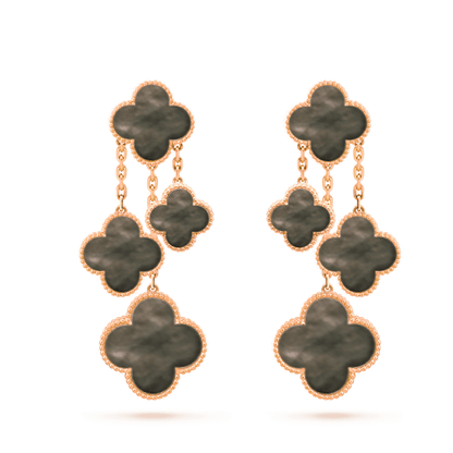 [Regalia Jewelry]CLOVER EARRINGS DARK MOP 4 MOTIFS ROSE GOLD