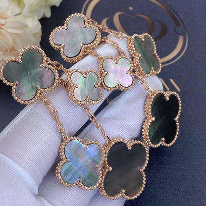 [Regalia Jewelry]CLOVER EARRINGS DARK MOP 4 MOTIFS ROSE GOLD