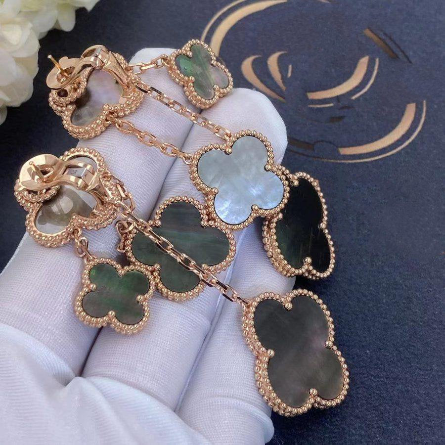 [Regalia Jewelry]CLOVER EARRINGS DARK MOP 4 MOTIFS ROSE GOLD
