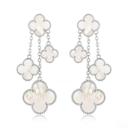 [Regalia Jewelry]CLOVER EARRINGS WHITE MOP 4 MOTIFS SILVER