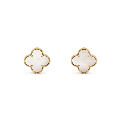 [Lumi Jewelry]CLOVER MEDIUM 1 MOTIFS  WHITE MOP STUD EARRINGS
