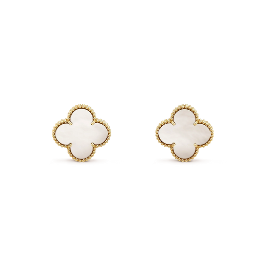 [Regalia Jewelry]CLOVER MEDIUM 1 MOTIFS  WHITE MOP STUD EARRINGS