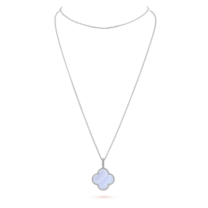 [Regalia Jewelry]CLOVER SILVER CHALCEDONY BIG CLOVER NECKLACE