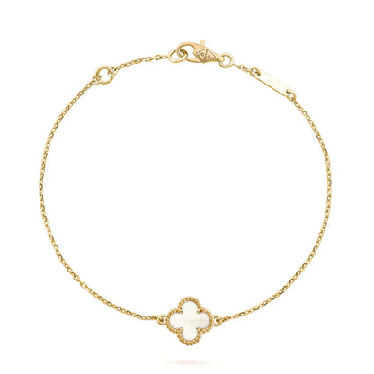 [Regalia Jewelry]CLOVER WHITE MOP SINGLE FLOWER BRACELET