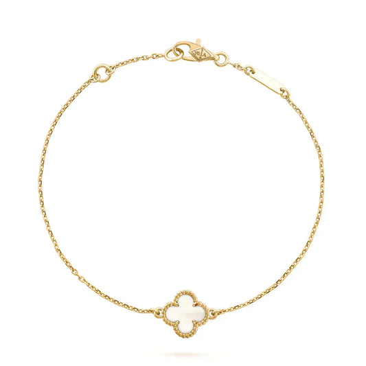 [Regalia Jewelry]CLOVER WHITE MOP SINGLE FLOWER BRACELET