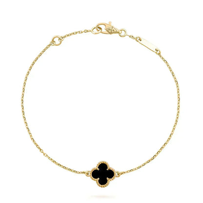 [Regalia Jewelry]CLOVER ONYX SINGLE FLOWER BRACELET