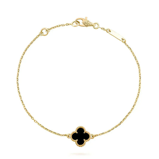 [Regalia Jewelry]CLOVER ONYX SINGLE FLOWER BRACELET