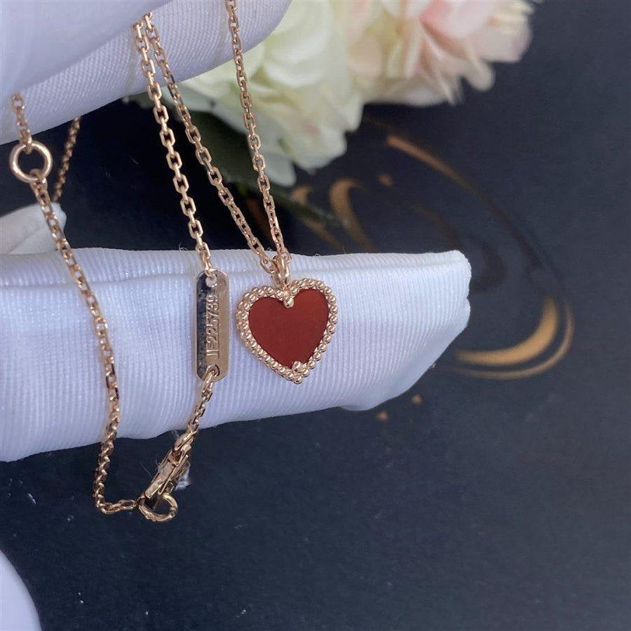 [Regalia Jewelry]SWEET CLOVER CARNELIAN HEART NECKLACE