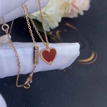 [Regalia Jewelry]SWEET CLOVER CARNELIAN HEART NECKLACE