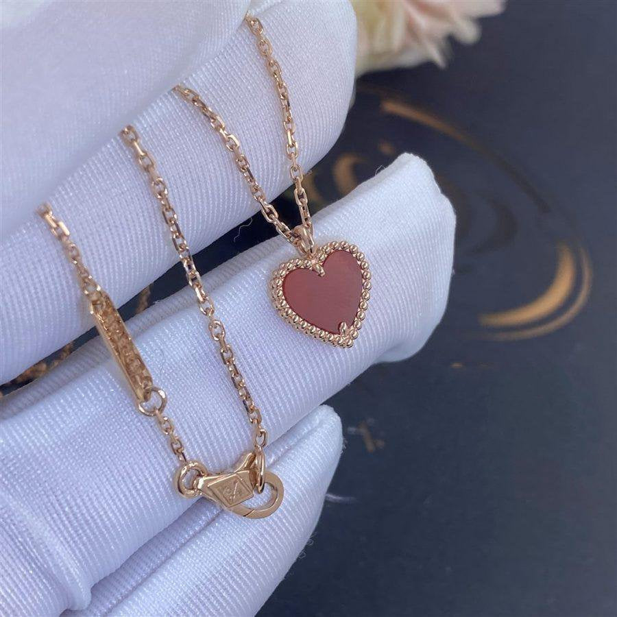 [Regalia Jewelry]SWEET CLOVER CARNELIAN HEART NECKLACE