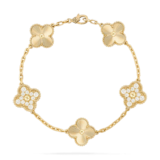 [Regalia Jewelry]CLOVER BRACELET 5 MOTIFS GOLD DIAMOND