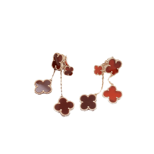 [Regalia Jewelry]CLOVER EARRINGS CARNELIAN 4 MOTIFS PINK GOLD