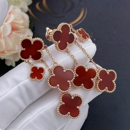 [Regalia Jewelry]CLOVER EARRINGS CARNELIAN 4 MOTIFS PINK GOLD