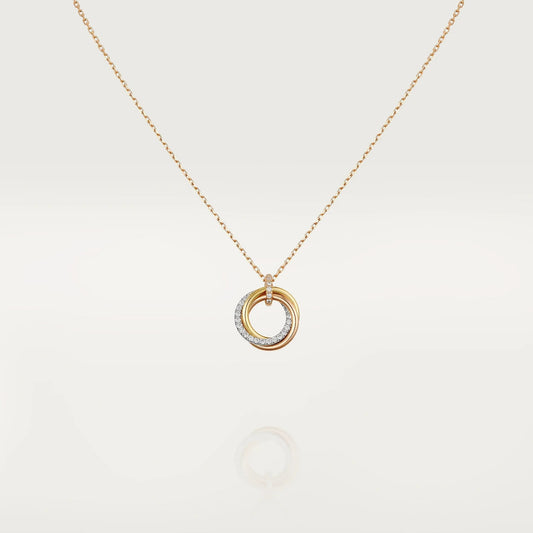 [Regalia Jewelry]TRINITY NECKLACE SILVER GOLD PINK GOLD DIAMONDS