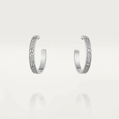 [Regalia Jewelry]LOVE DIAMOND SILVER HOOP EARRINGS