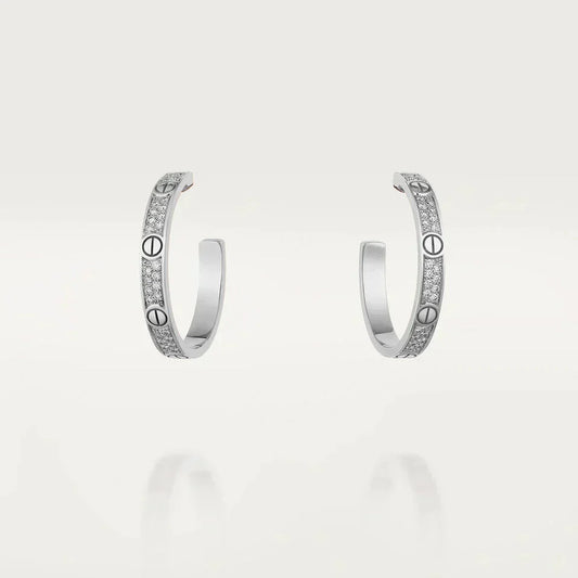 [Regalia Jewelry]LOVE DIAMOND SILVER HOOP EARRINGS