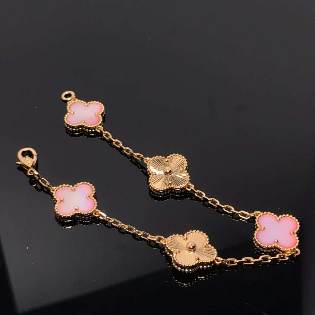 [Regalia Jewelry]CLOVER BRACELET 5 MOTIF PINK AND PINK GOLD