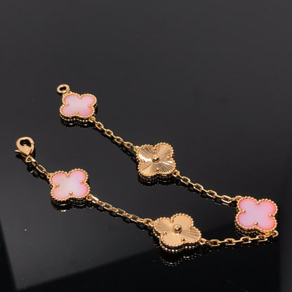[Regalia Jewelry]CLOVER BRACELET 5 MOTIF PINK AND PINK GOLD