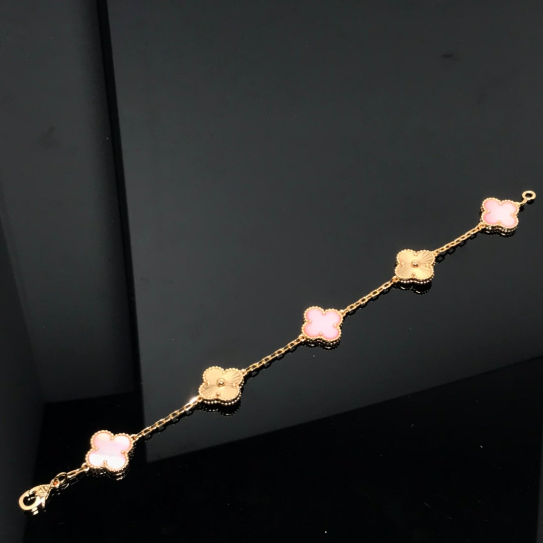 [Regalia Jewelry]CLOVER BRACELET 5 MOTIF PINK AND PINK GOLD