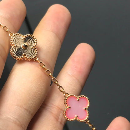 [Regalia Jewelry]CLOVER BRACELET 5 MOTIF PINK AND PINK GOLD