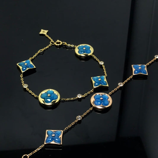 [Regalia Jewelry]STAR AND SUN 4 MOTIF BLUE BRACELET