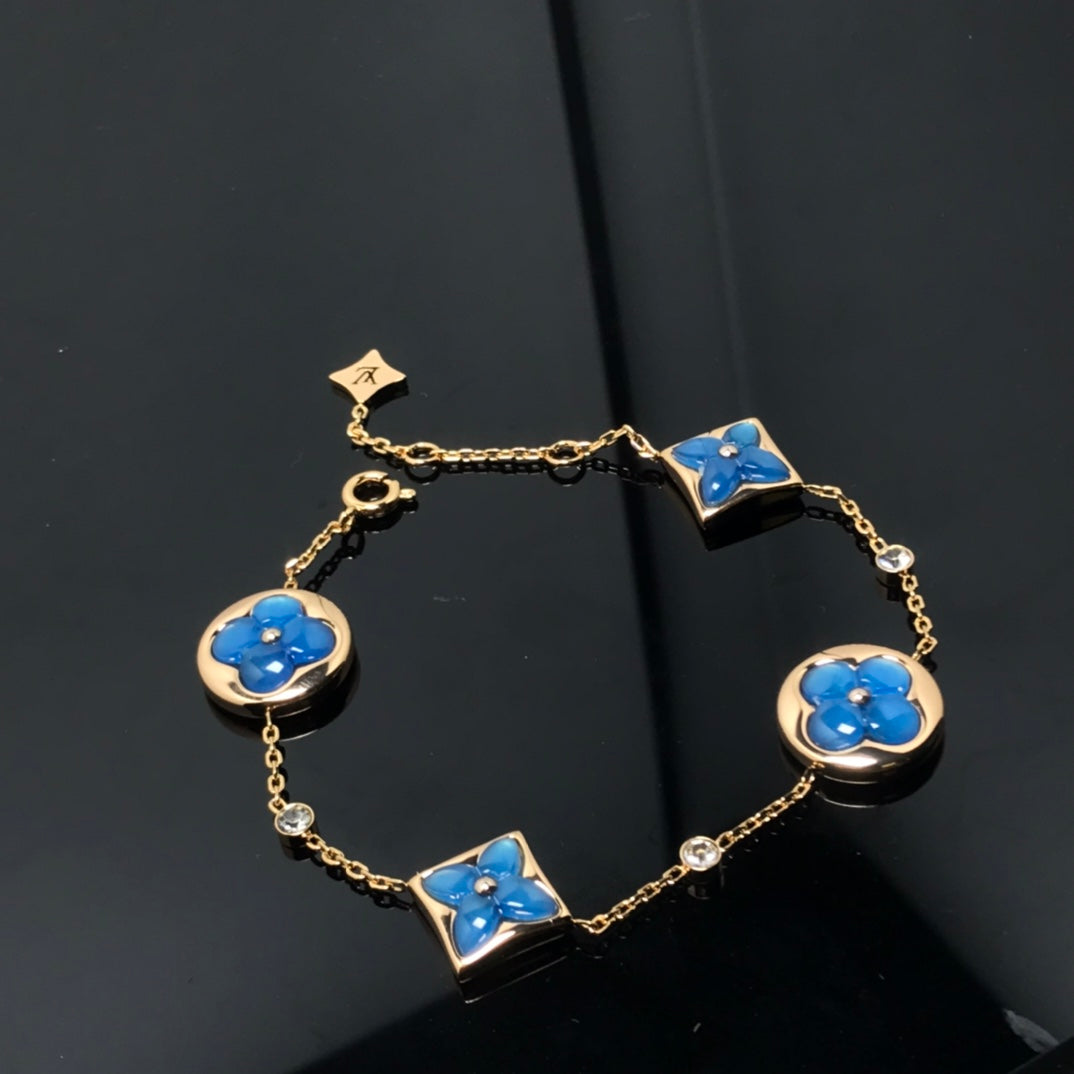 [Regalia Jewelry]STAR AND SUN 4 MOTIF BLUE BRACELET