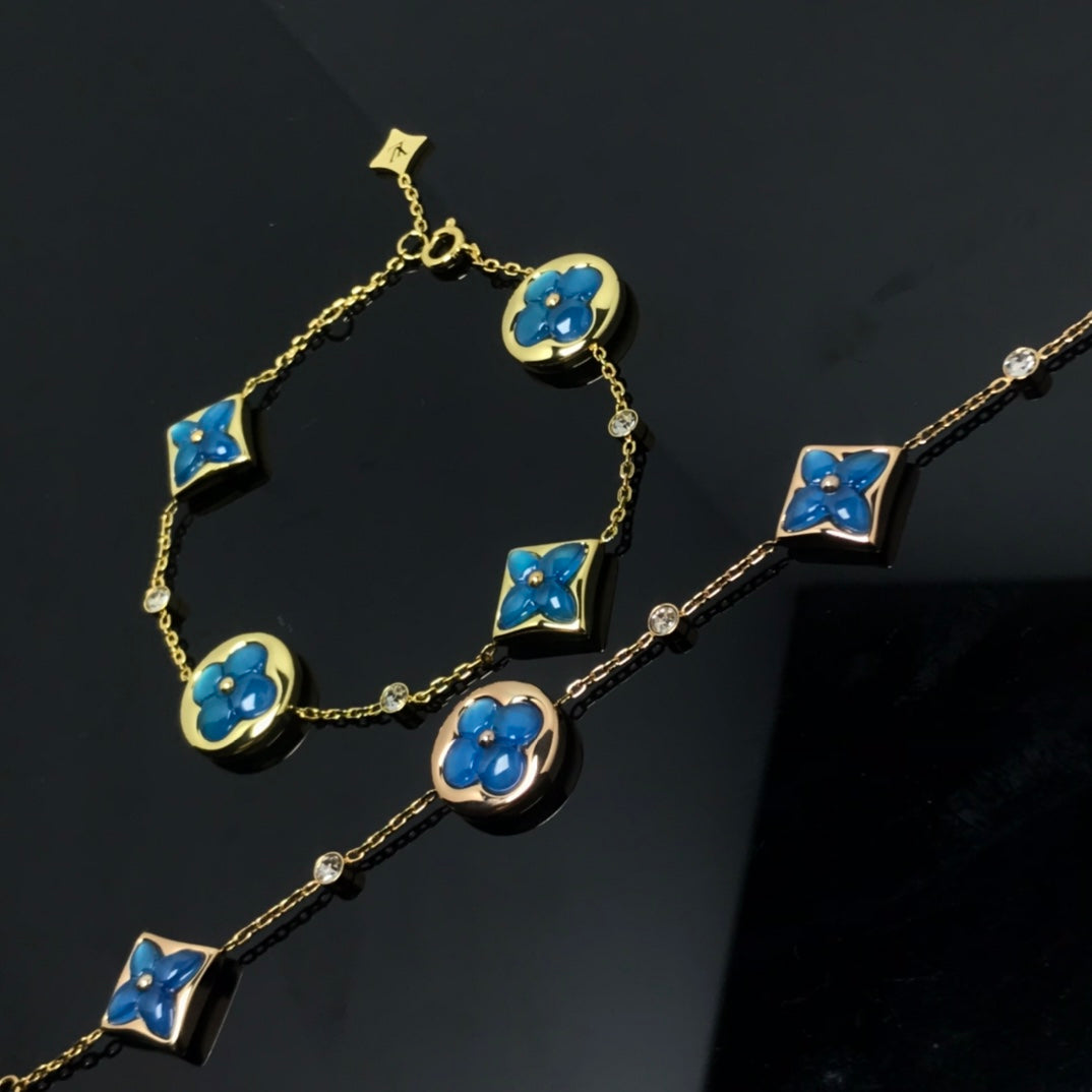 [Regalia Jewelry]STAR AND SUN 4 MOTIF BLUE BRACELET