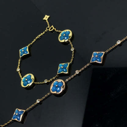 [Regalia Jewelry]STAR AND SUN 4 MOTIF BLUE BRACELET