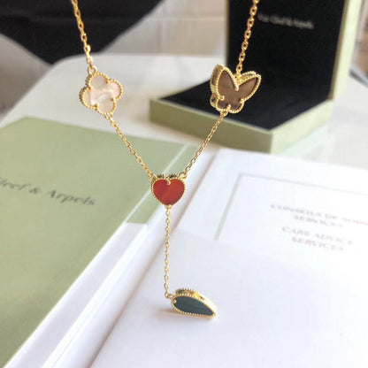 [Regalia Jewelry]LUCKY SPRING 4 MOTIFS ROSE GOLD NECKLACE