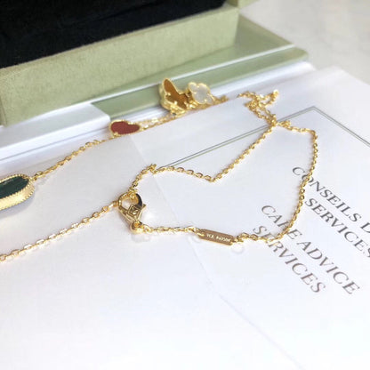 [Regalia Jewelry]LUCKY SPRING 4 MOTIFS ROSE GOLD NECKLACE