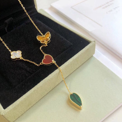[Regalia Jewelry]LUCKY SPRING 4 MOTIFS ROSE GOLD NECKLACE
