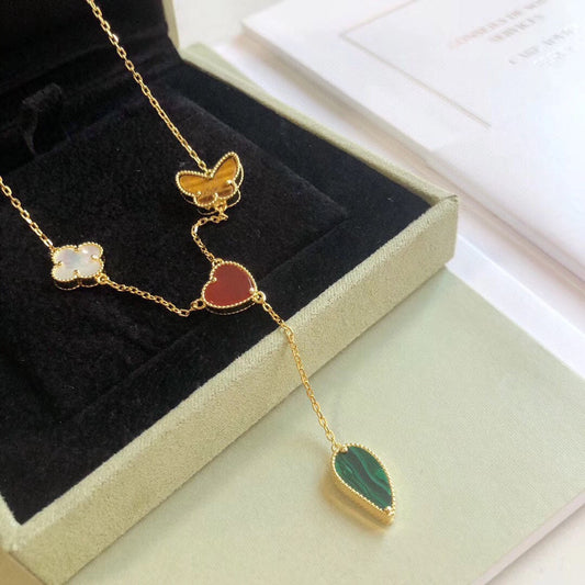 [Regalia Jewelry]LUCKY SPRING 4 MOTIFS ROSE GOLD NECKLACE